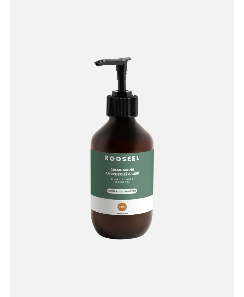 Crème mains ambre boisé et cuir ROOSEEL - visuel packaging
