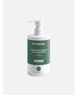 Shampooing purifiant vétiver vert fumé ROOSEEL - visuel packaging